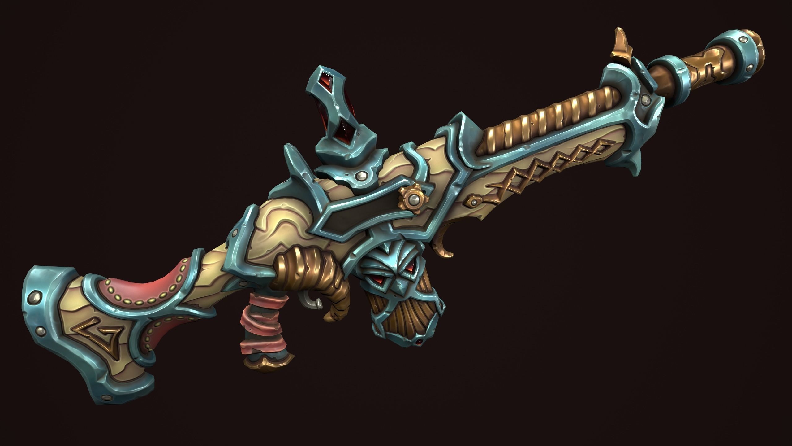 Dwarf assault rifle Low-poly 3D model_2