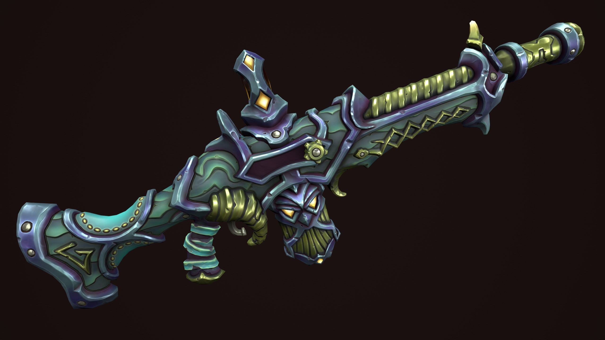 Dwarf assault rifle Low-poly 3D model_8