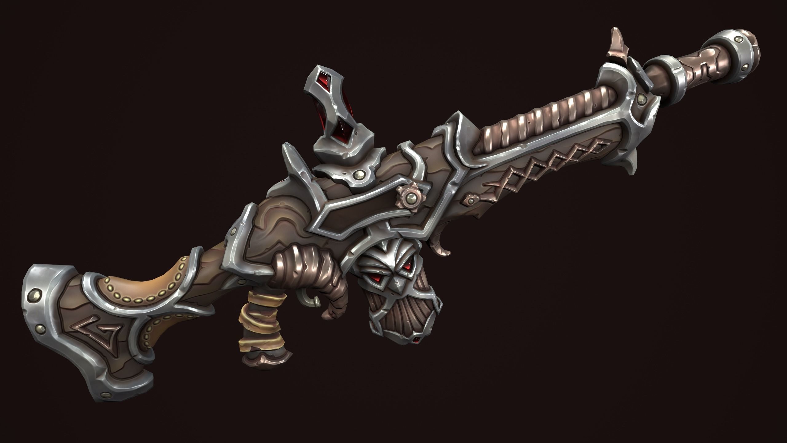 Dwarf assault rifle Low-poly 3D model_9