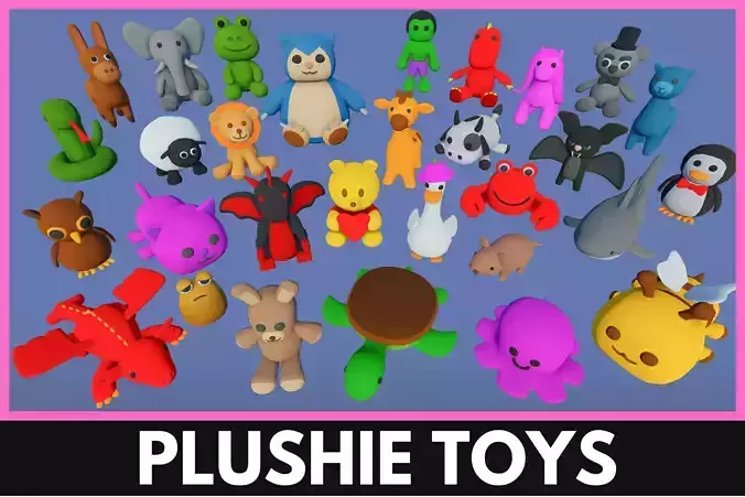 Plushie Toys - Low Poly Plushie Props by Ake Low-poly 3D model