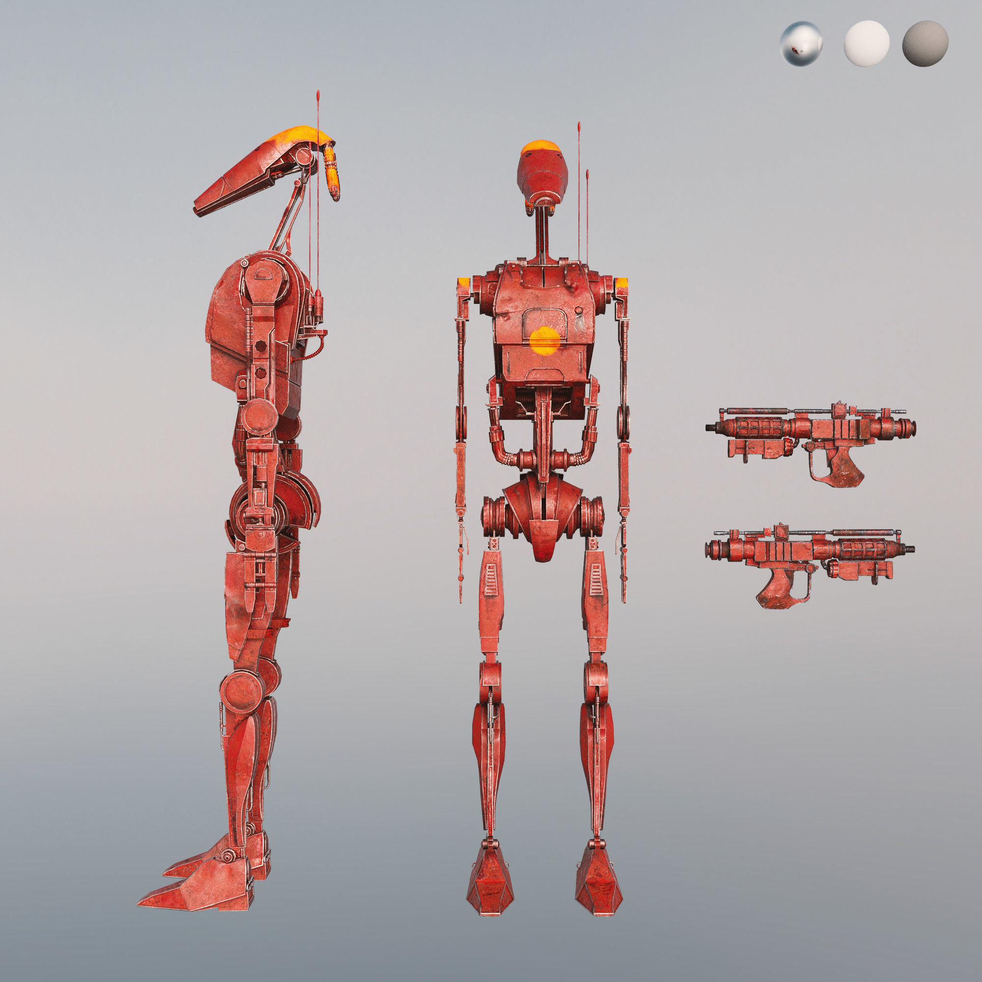 B1 Battle Droid Officer 3D model_1