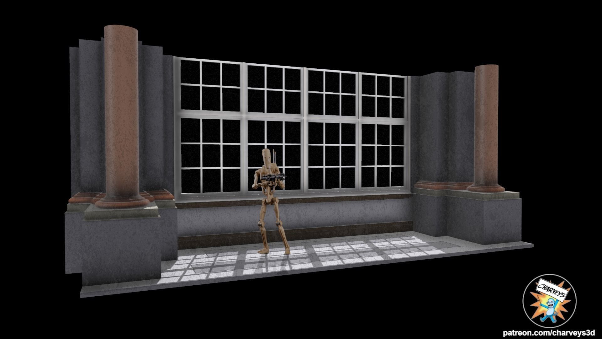 Star Wars Theed Royal Palace Hallway Diorama for action figures 3D print model_2