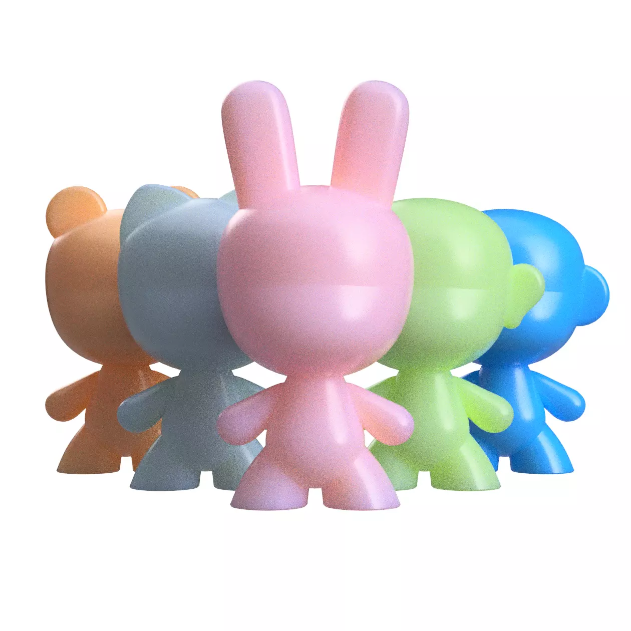 Art Toy Figures Set Monkey Bunny Bear HumanCat 3D print model