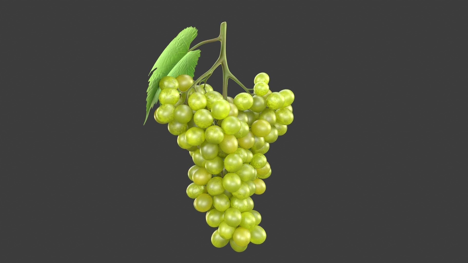 Grapes Green Low-poly 3D model_4