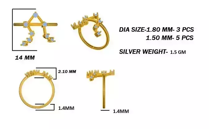 Libra engagement diamond ring for women 3D model 3D print model