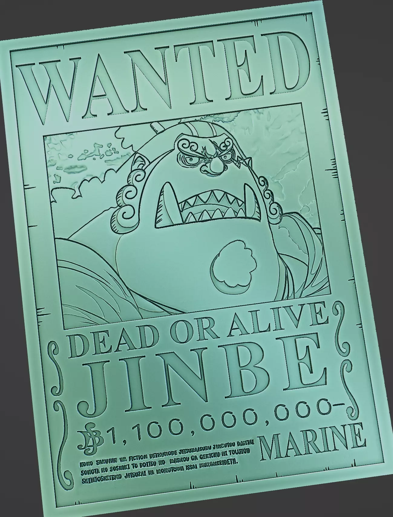 JINBE WANTED POSTER - ONE PIECE 3D print model