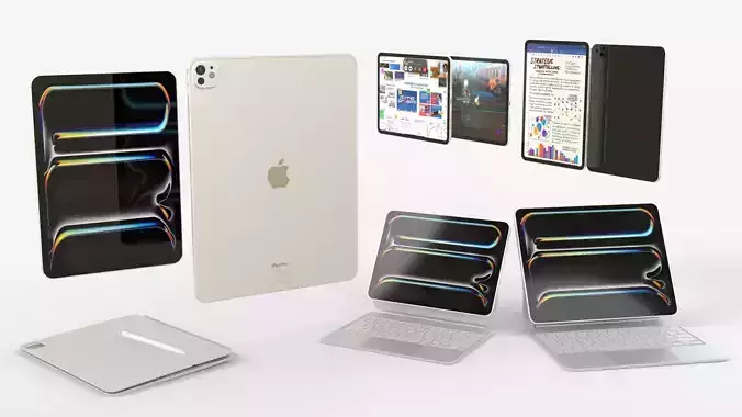 Apple iPad Pro 2024 in Silver full Collection 3D model