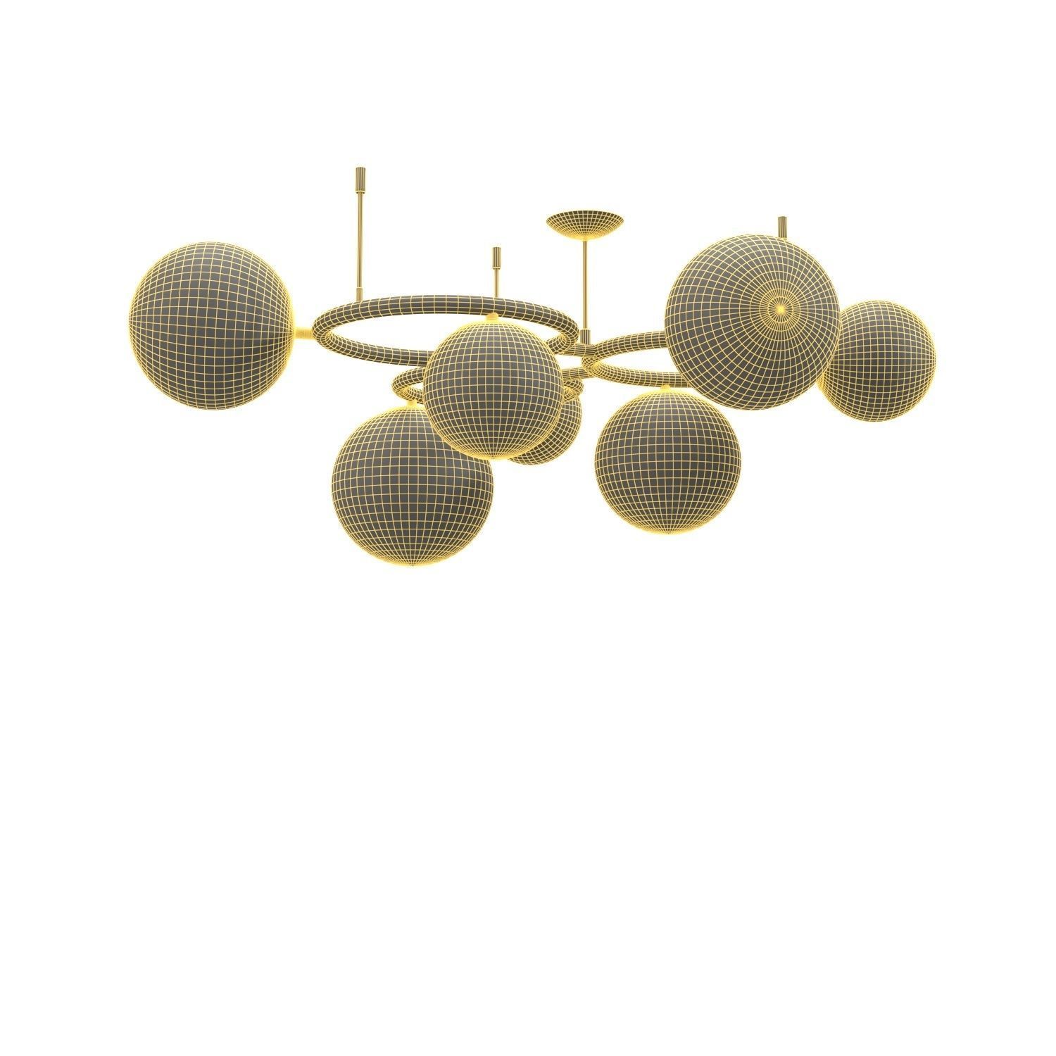 Dimmable Luxury Scandinavian Design Glass Ball Pendant PBR 3D model_5