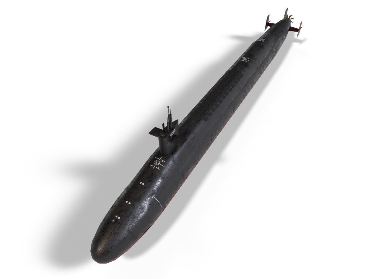 ohio class submarine lowpoly Low-poly 3D model_14