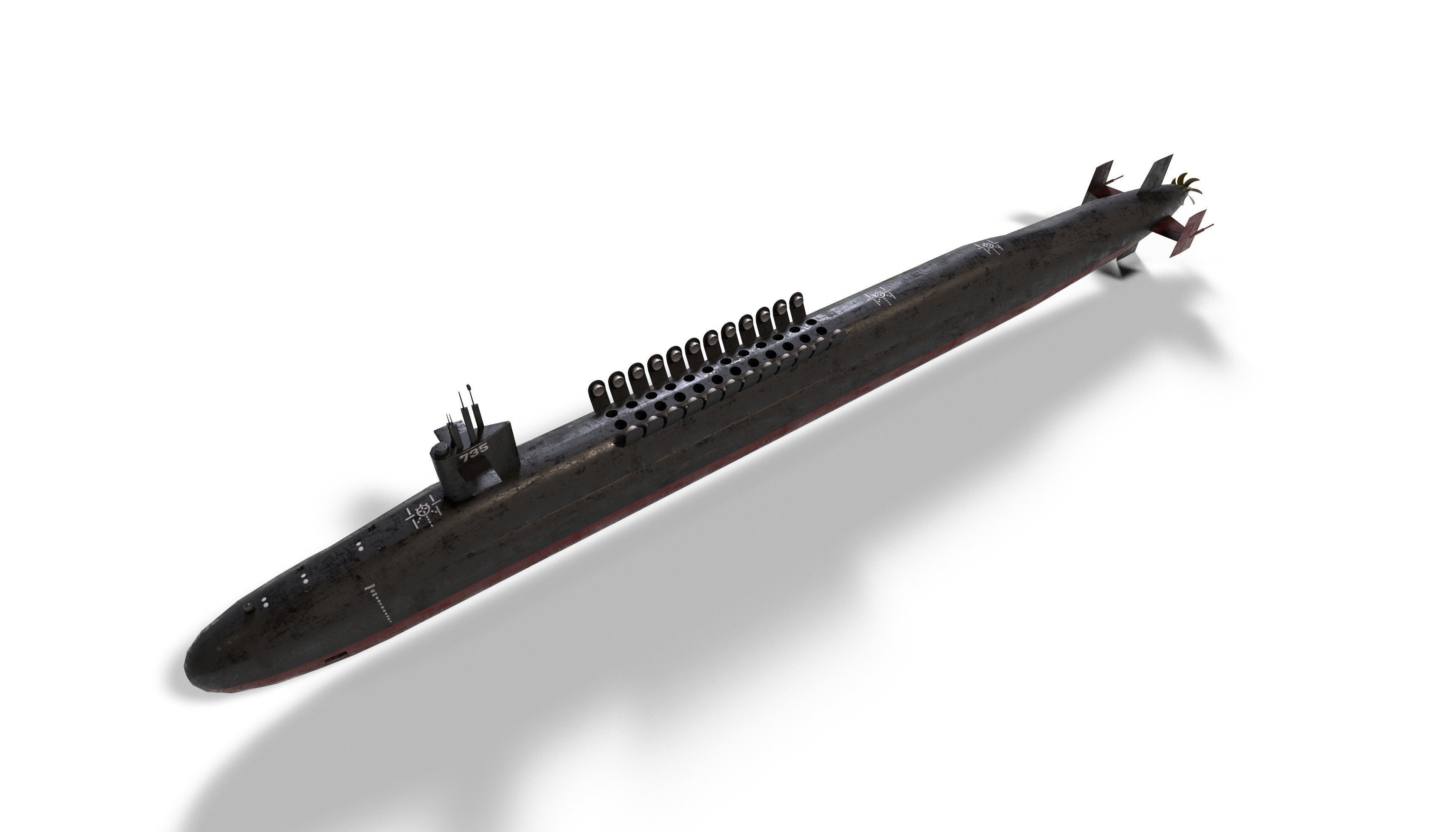 ohio class submarine lowpoly Low-poly 3D model_19