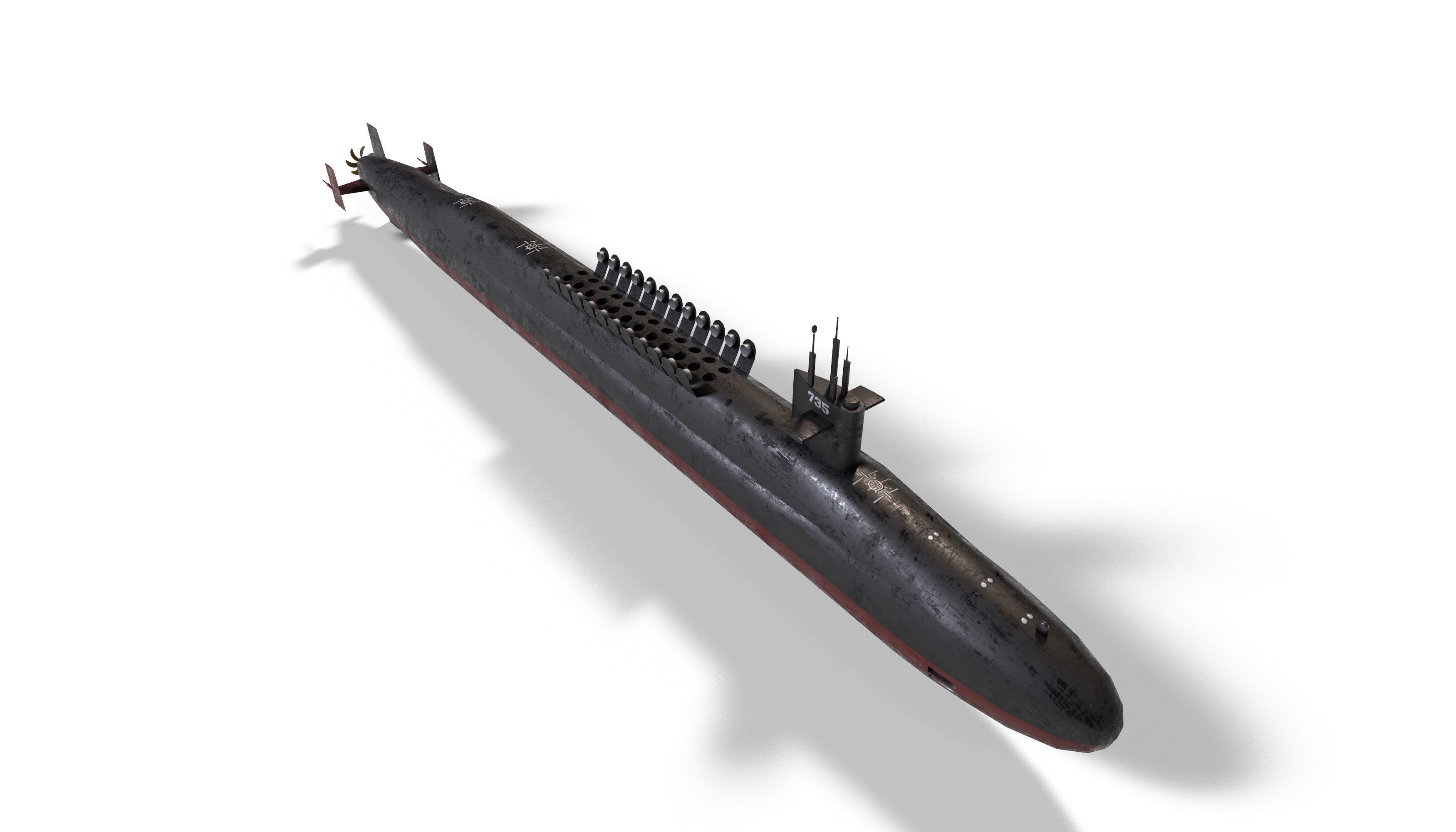 ohio class submarine lowpoly Low-poly 3D model_20