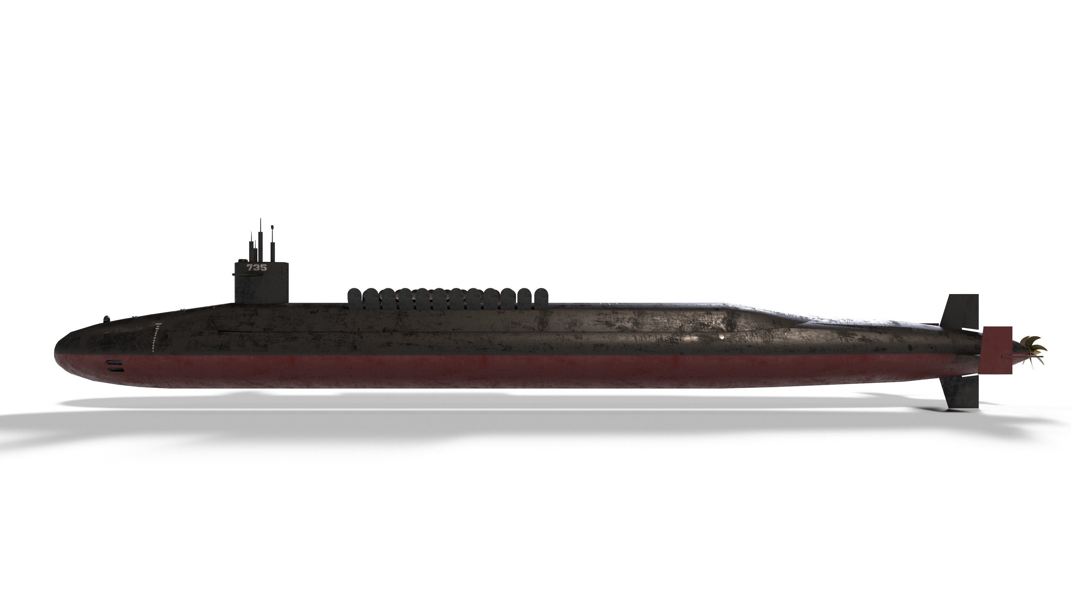 ohio class submarine lowpoly Low-poly 3D model_17