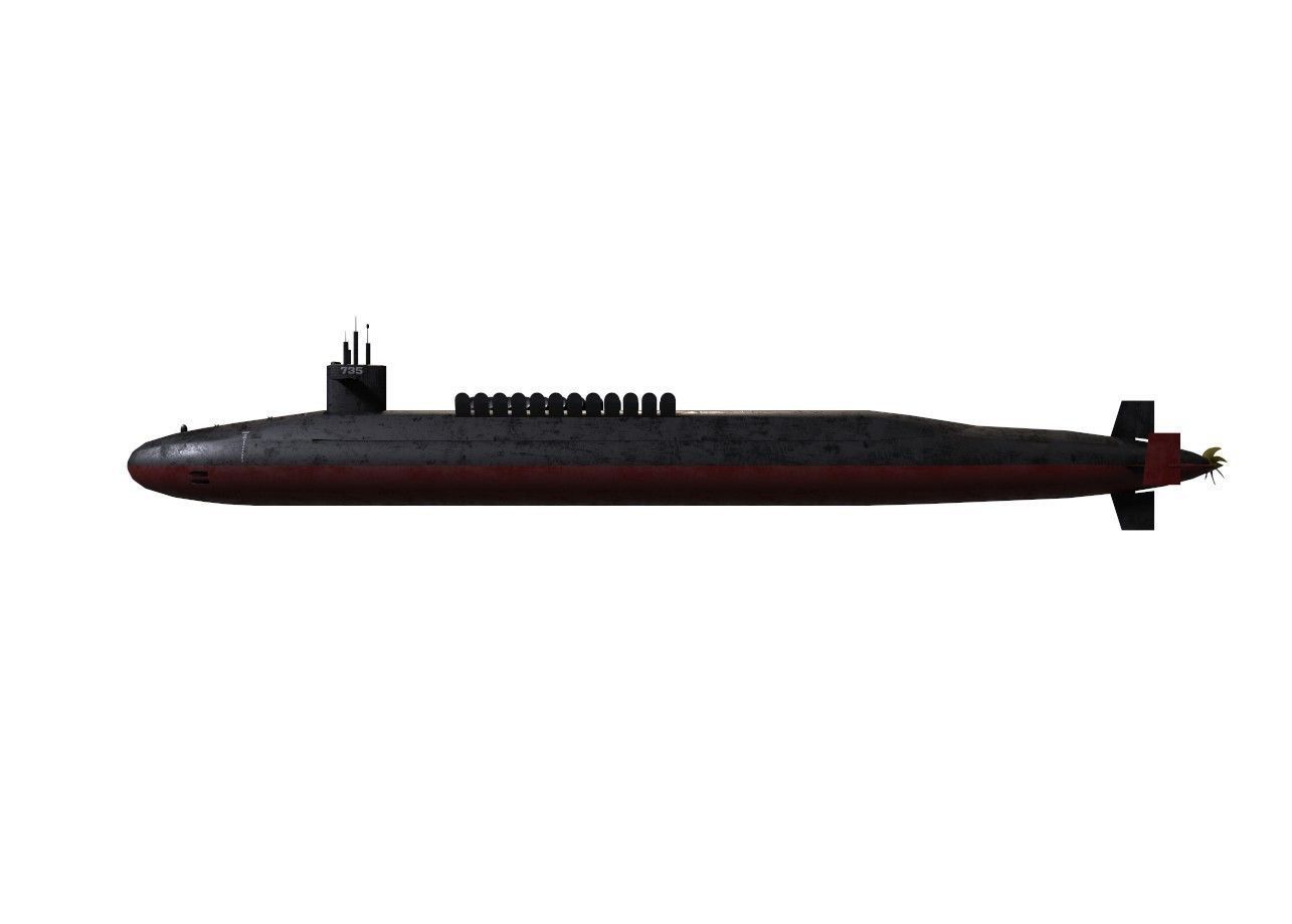 ohio class submarine lowpoly Low-poly 3D model_12