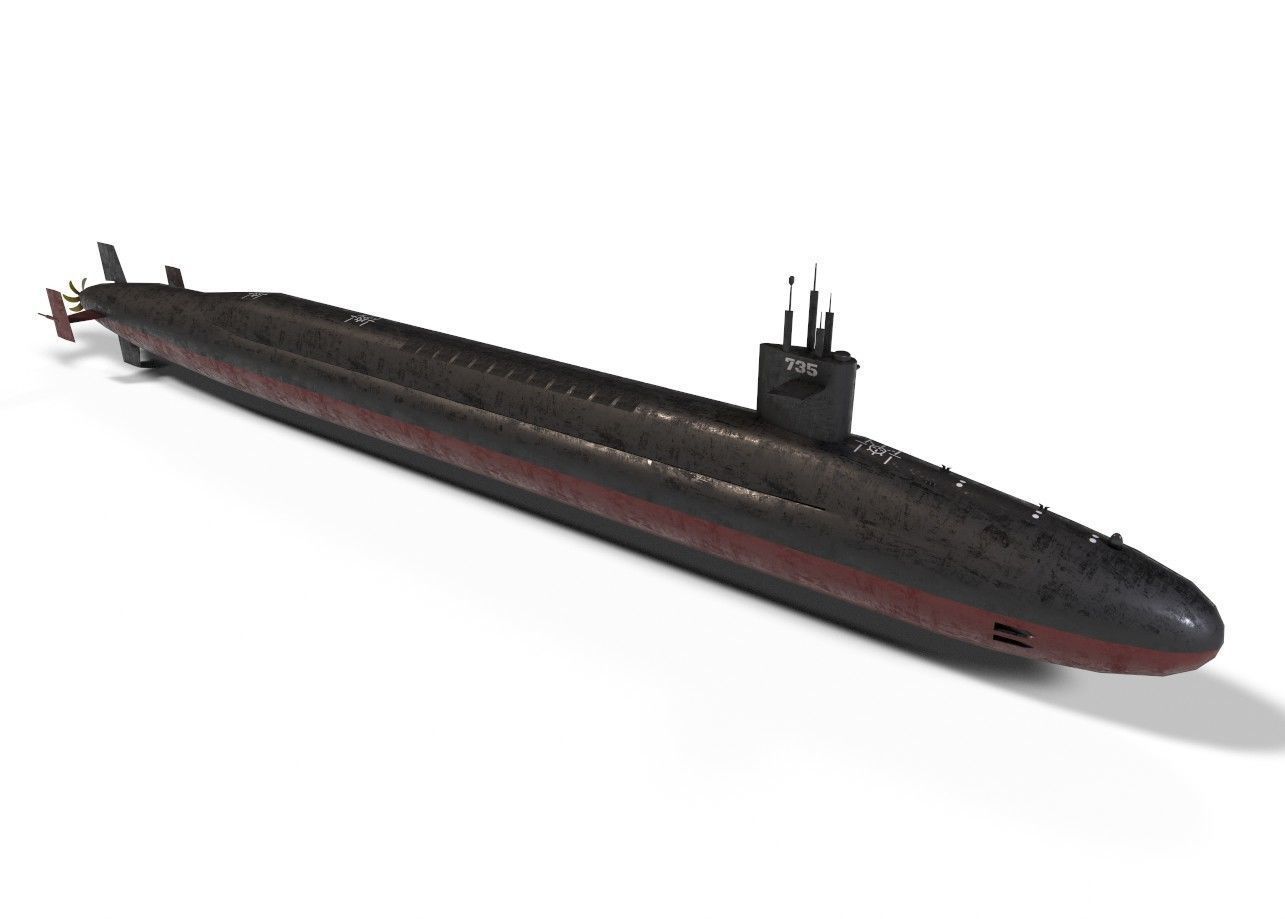 ohio class submarine lowpoly Low-poly 3D model_8