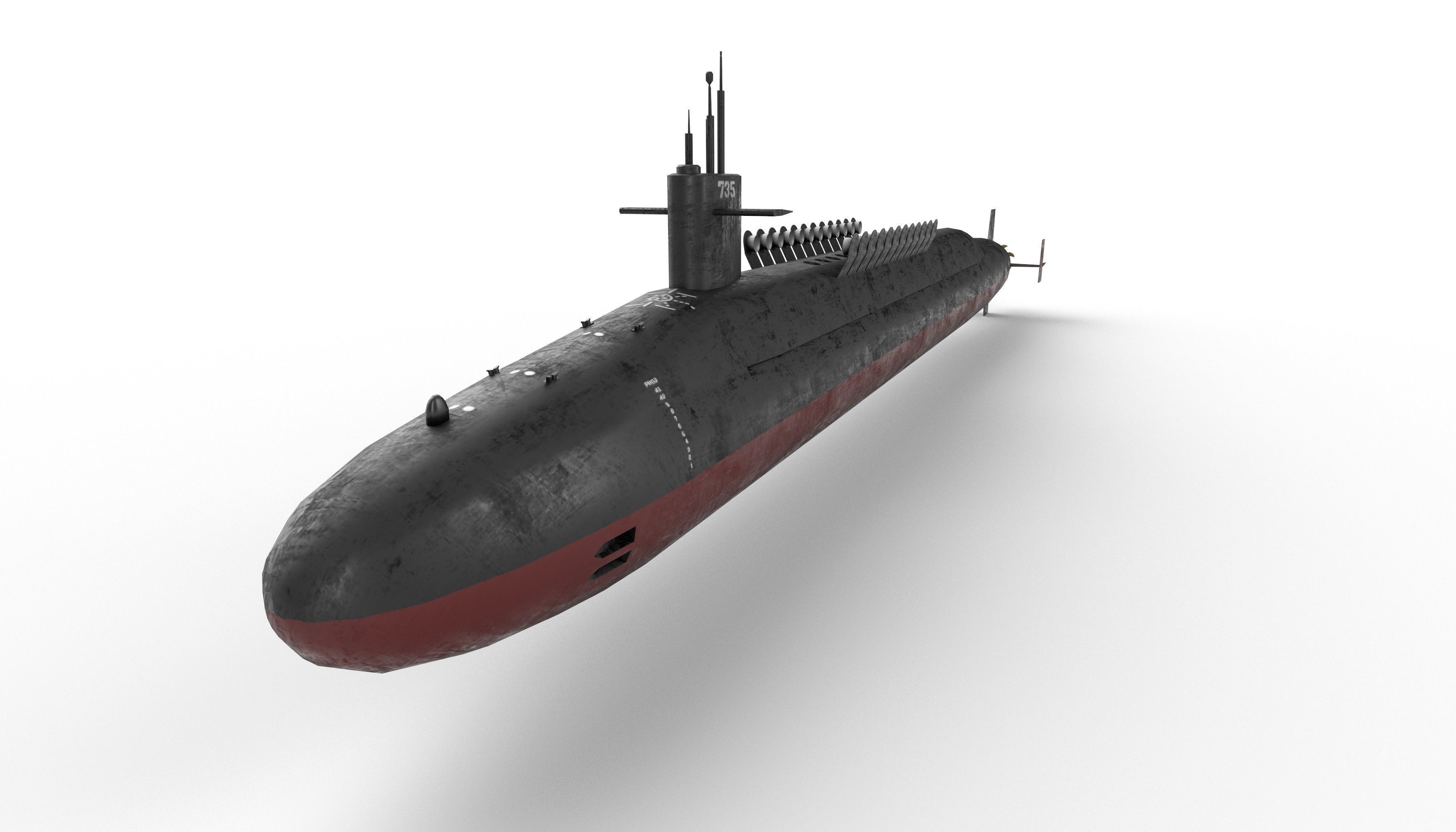 ohio class submarine lowpoly Low-poly 3D model_3