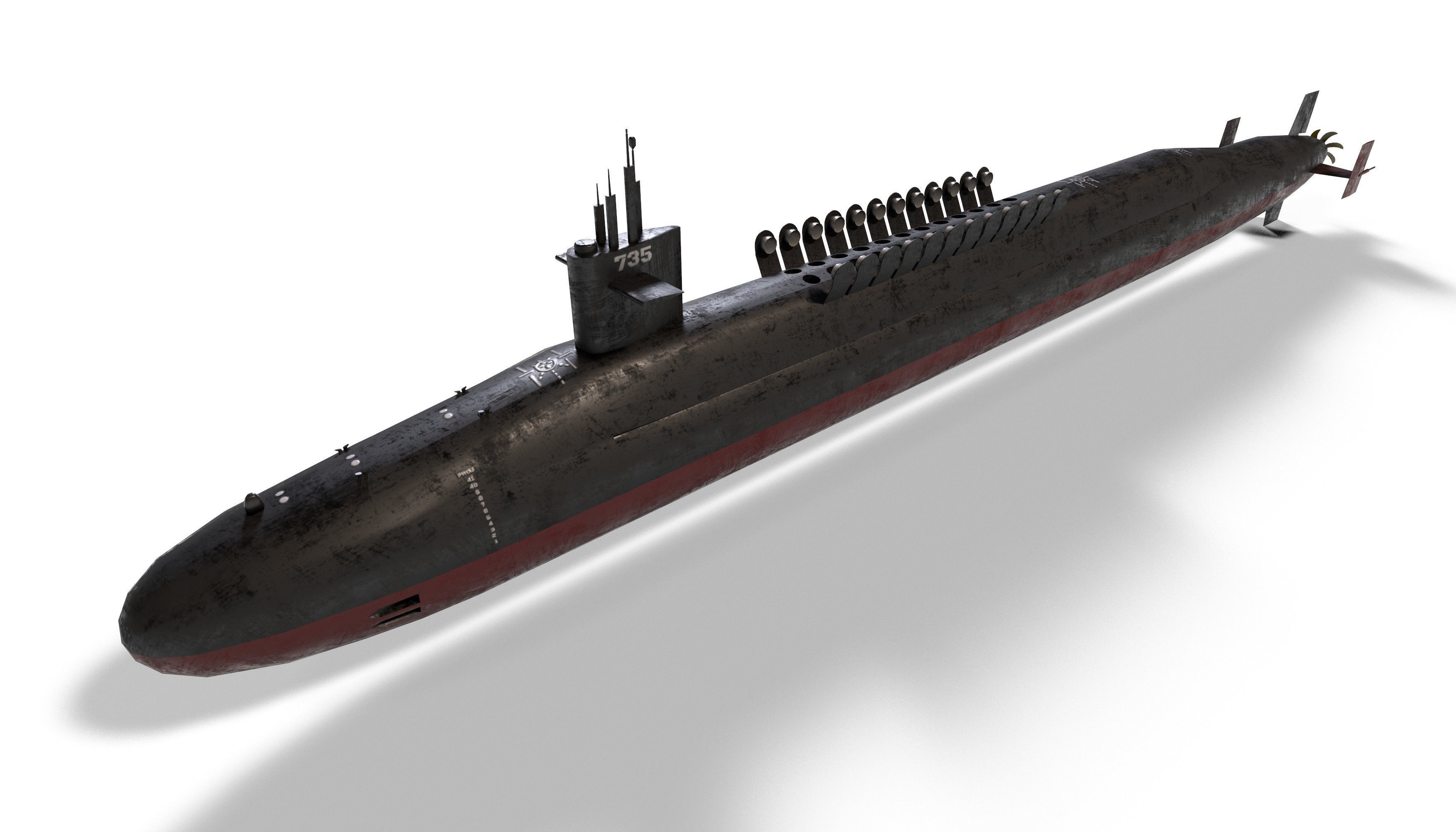 ohio class submarine lowpoly Low-poly 3D model_15