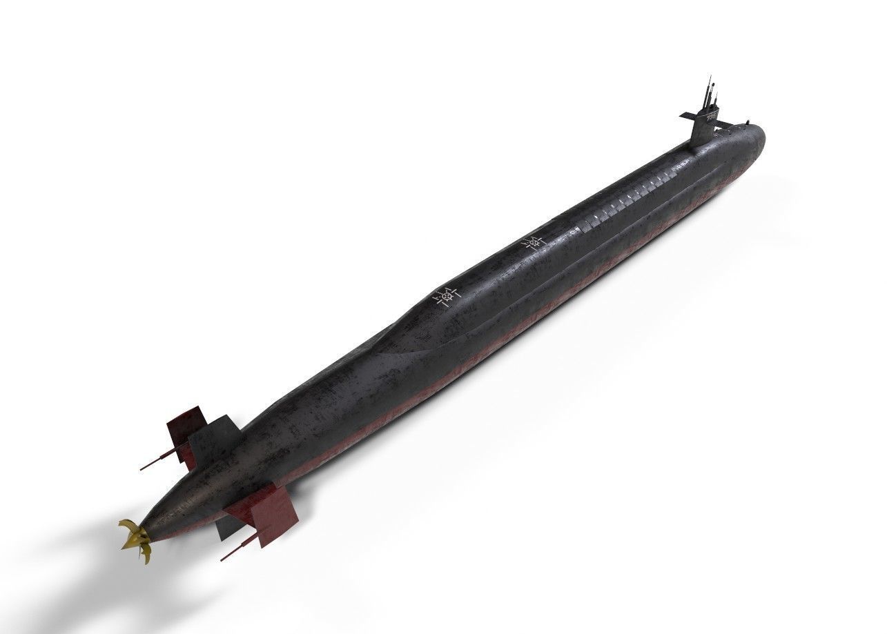 ohio class submarine lowpoly Low-poly 3D model_9