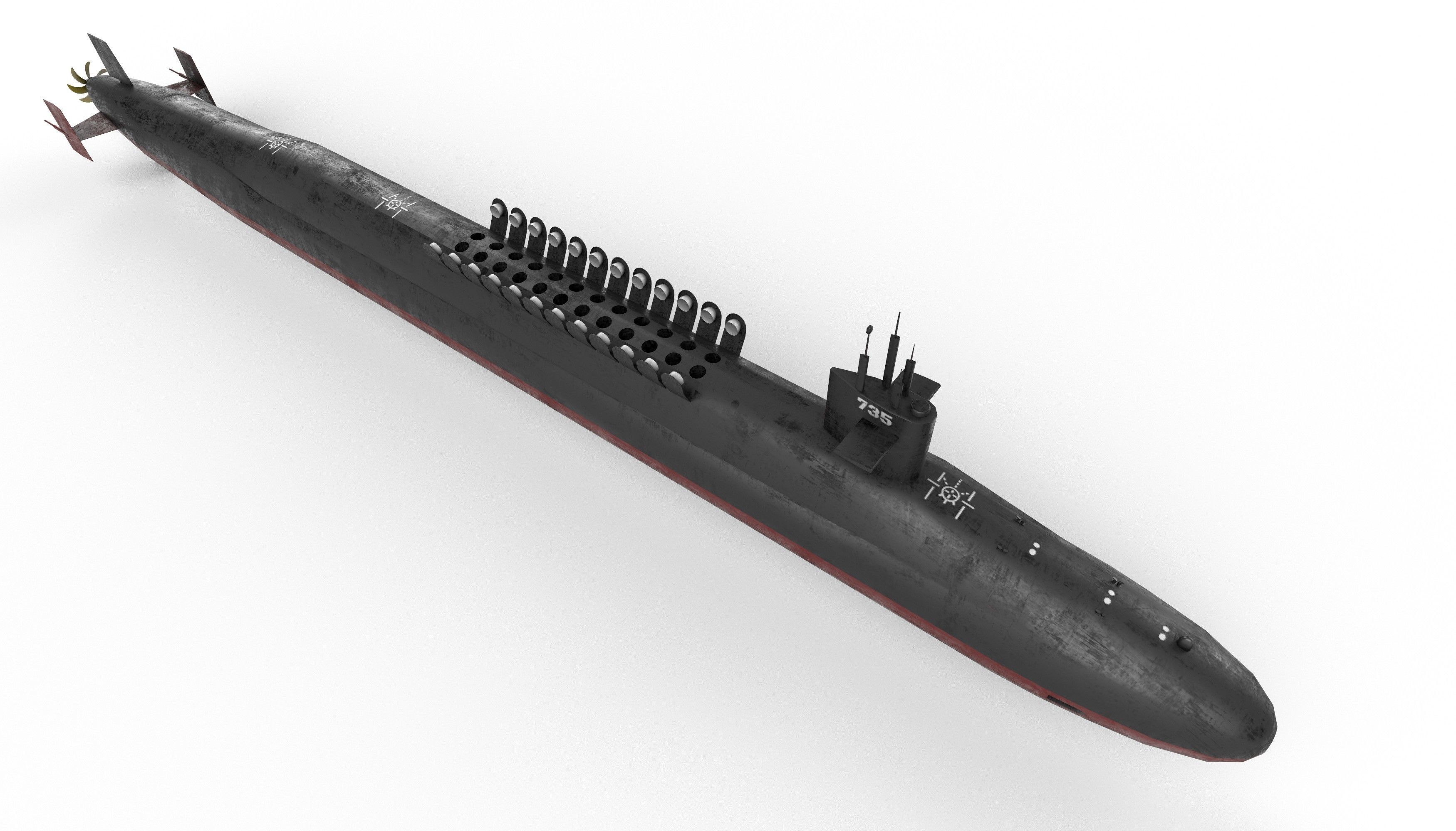 ohio class submarine lowpoly Low-poly 3D model_5