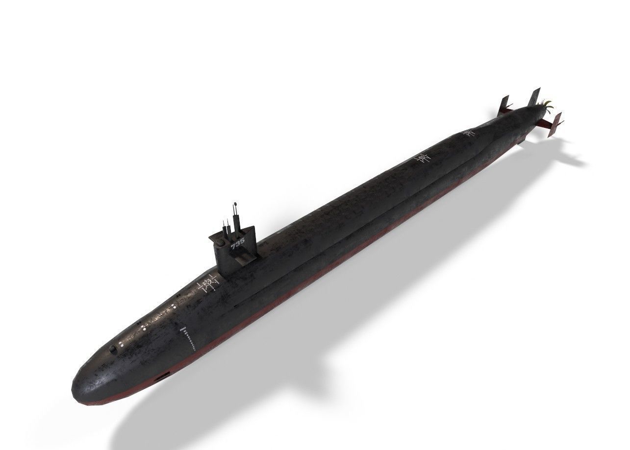 ohio class submarine lowpoly Low-poly 3D model_7
