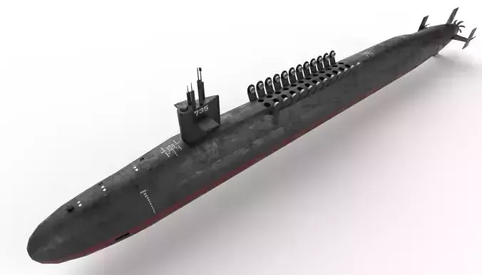 ohio class submarine lowpoly Low-poly 3D model