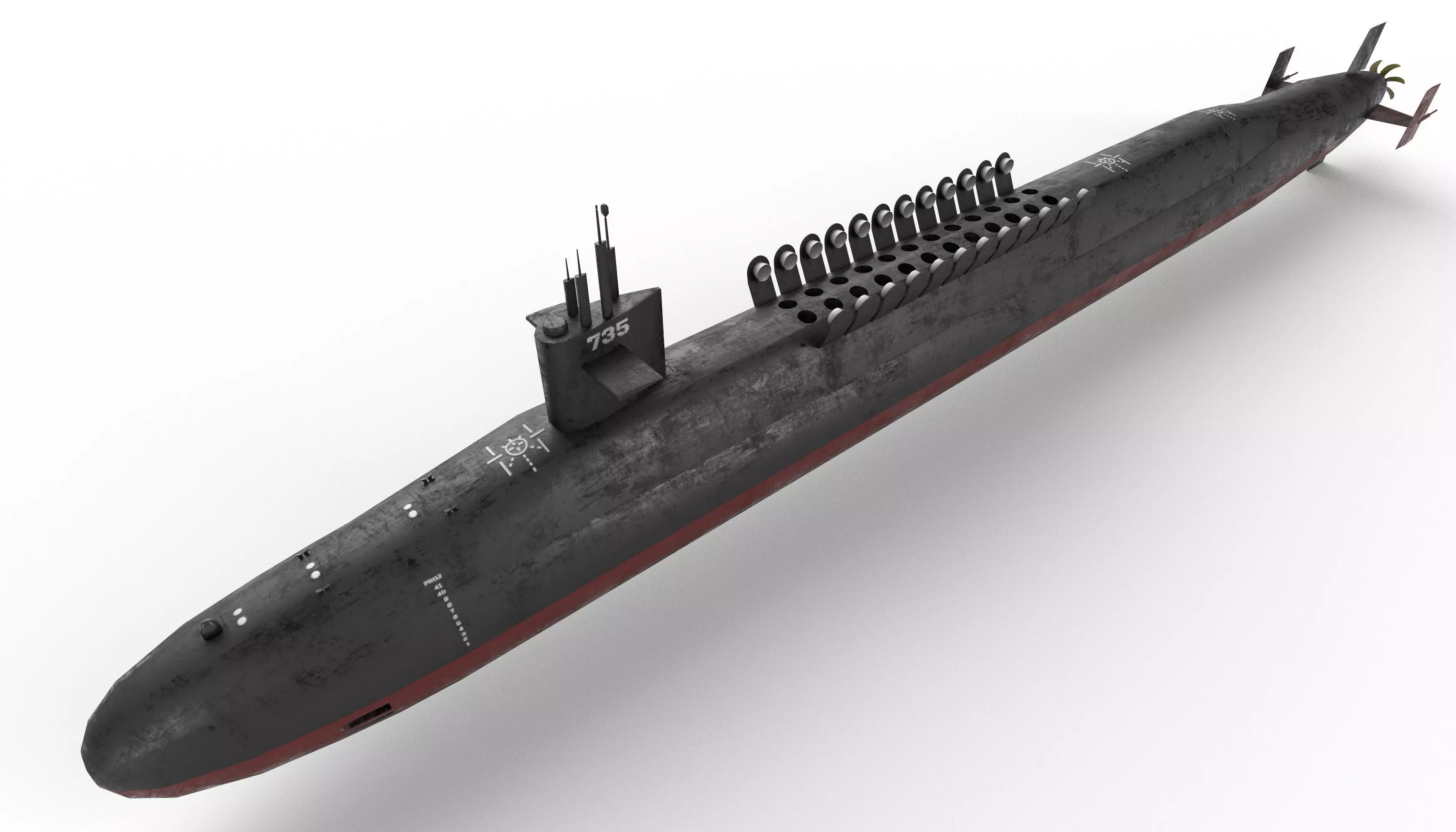 ohio class submarine lowpoly Low-poly 3D model_0