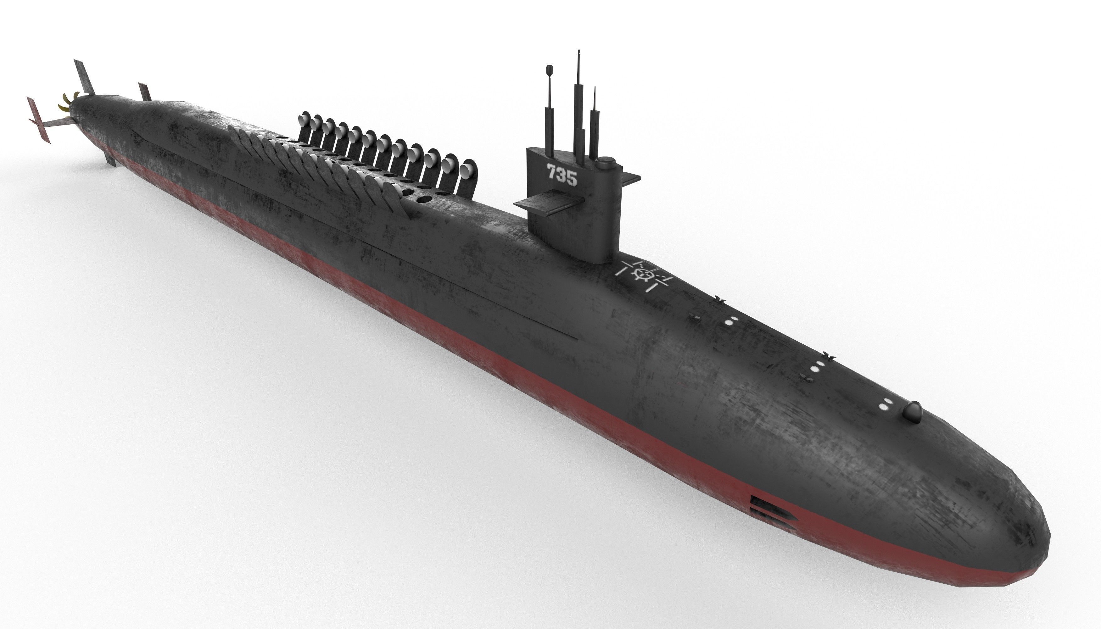 ohio class submarine lowpoly Low-poly 3D model_4