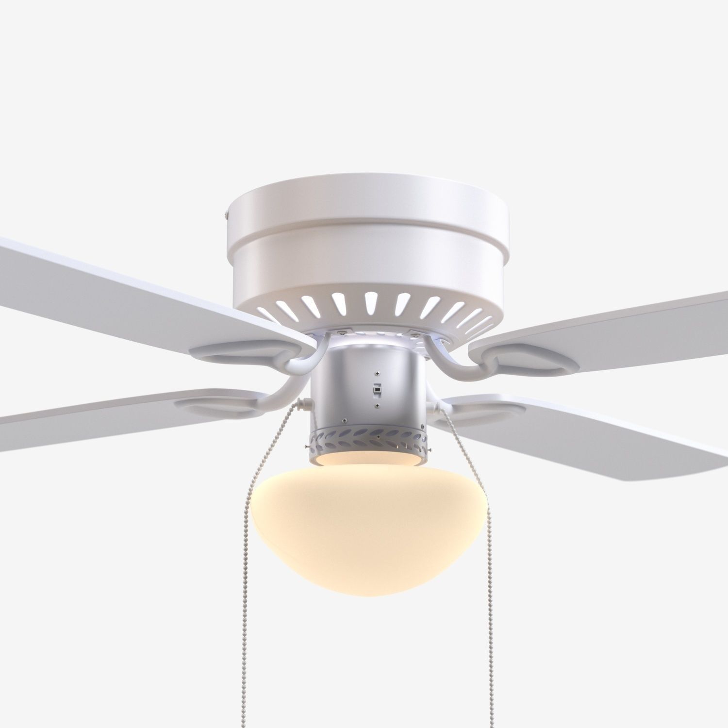 Harbor Breeze White LED Indoor Flush Mount Ceiling Fan PBR 3D model_3