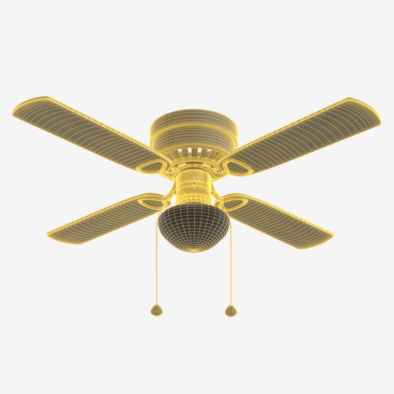 Harbor Breeze White LED Indoor Flush Mount Ceiling Fan PBR 3D model_5