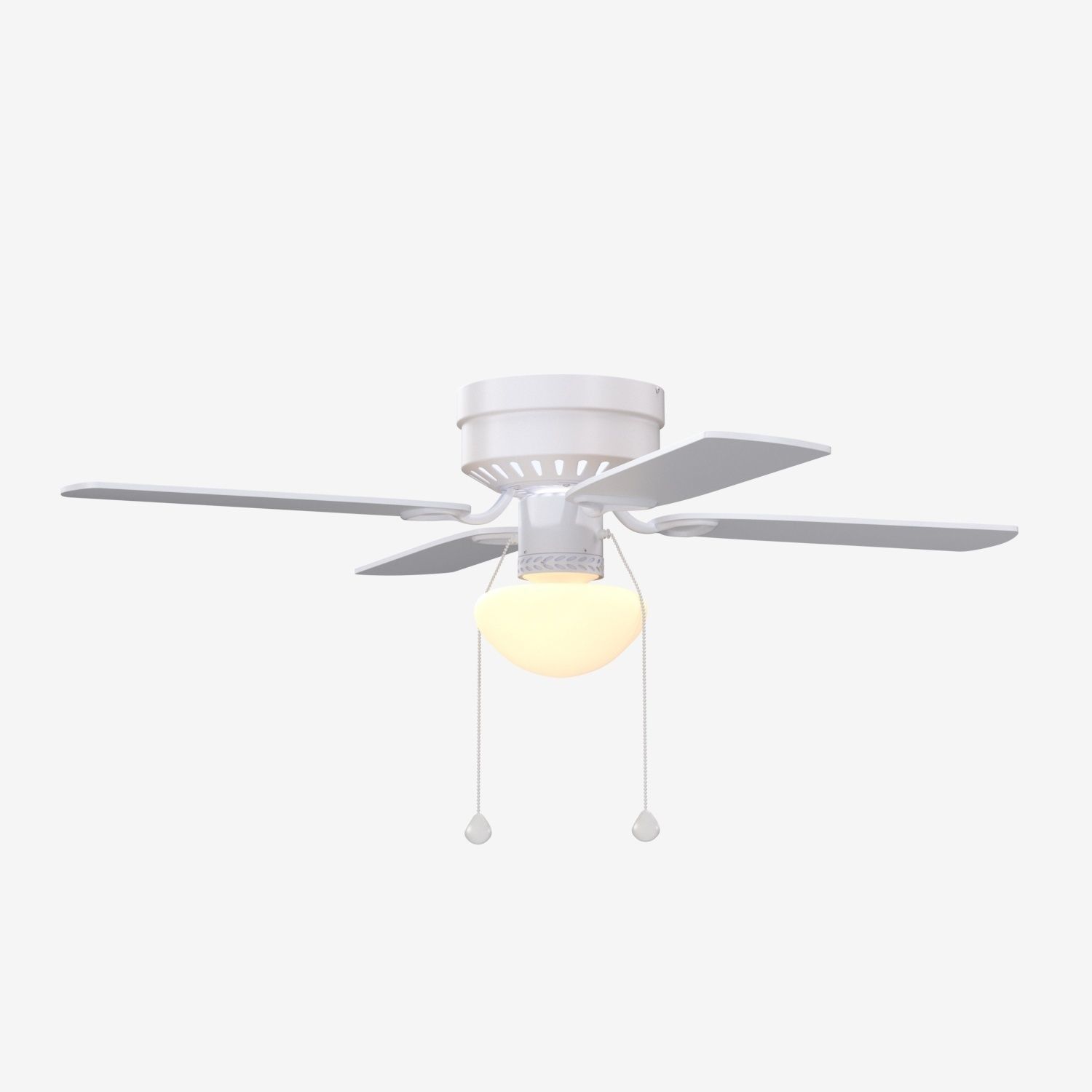 Harbor Breeze White LED Indoor Flush Mount Ceiling Fan PBR 3D model_4
