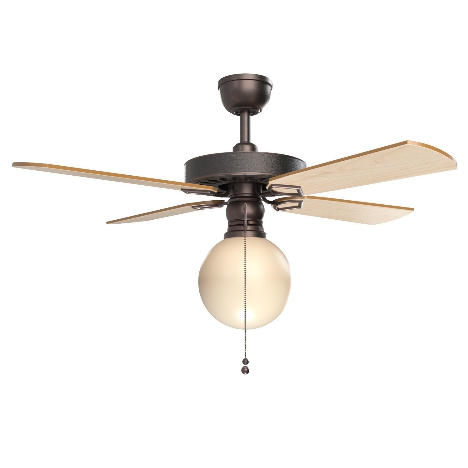 Heron Ceiling Fan With Opal Globe Shade PBR 3D model_2