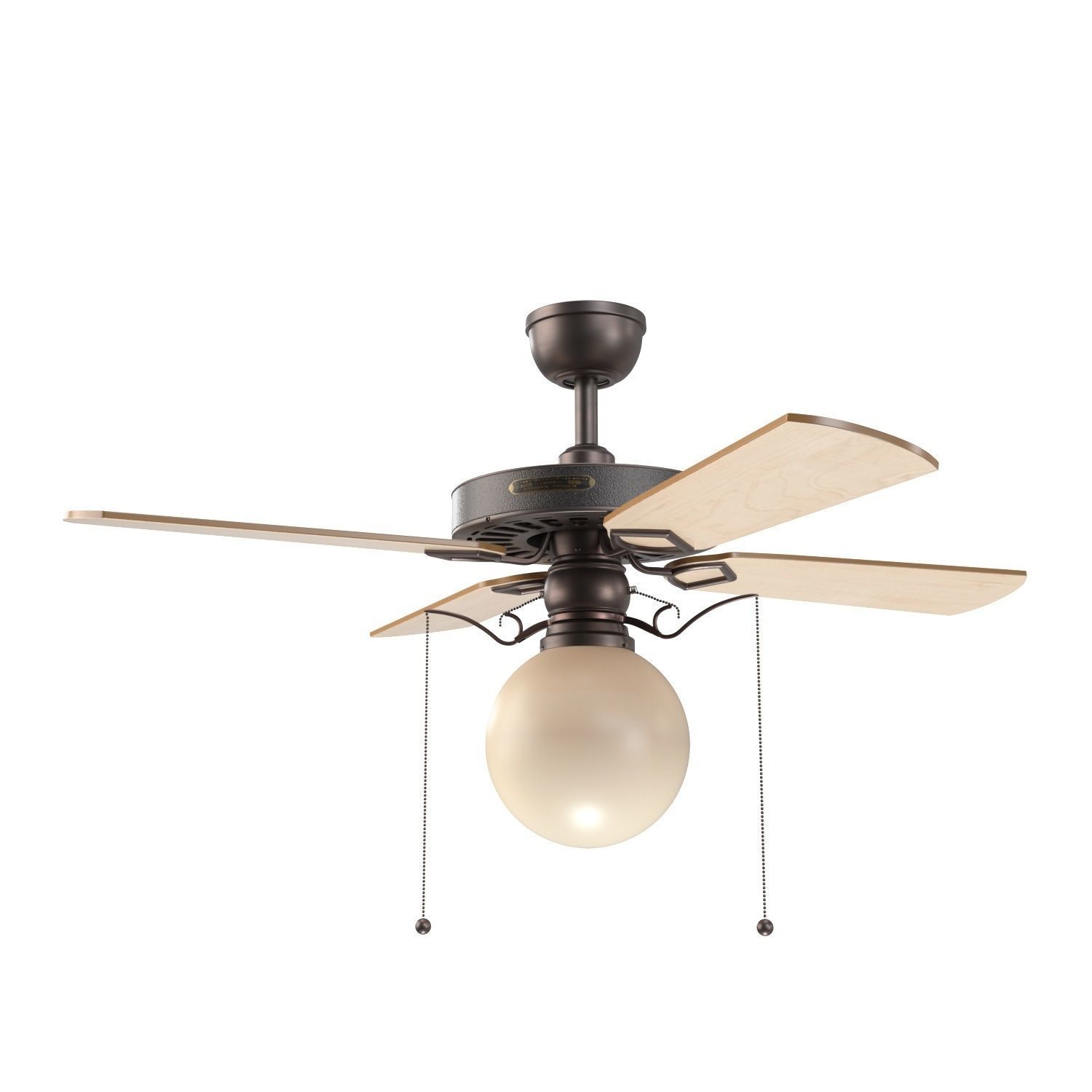 Heron Ceiling Fan With Opal Globe Shade PBR 3D model_4