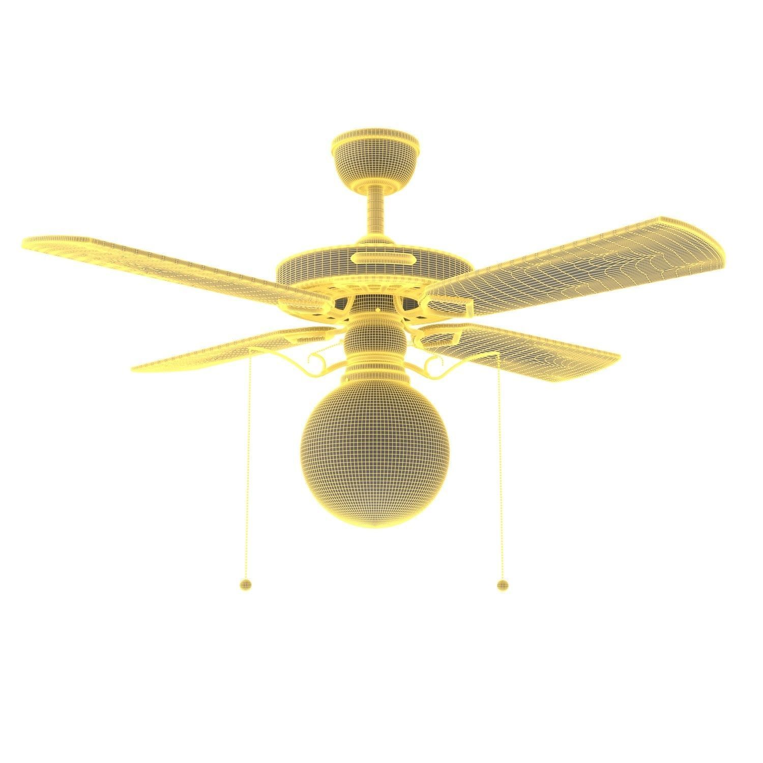 Heron Ceiling Fan With Opal Globe Shade PBR 3D model_5