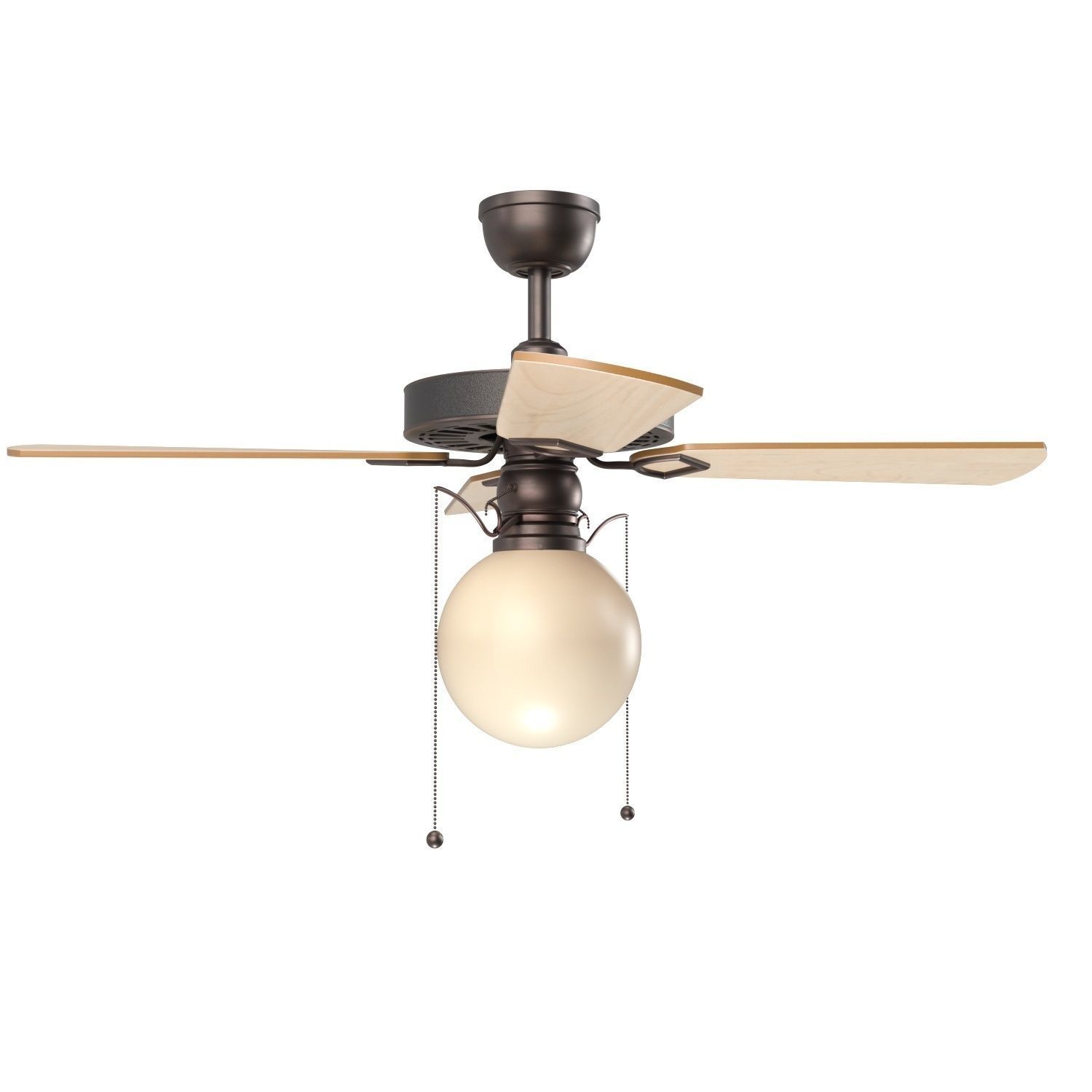 Heron Ceiling Fan With Opal Globe Shade PBR 3D model_1