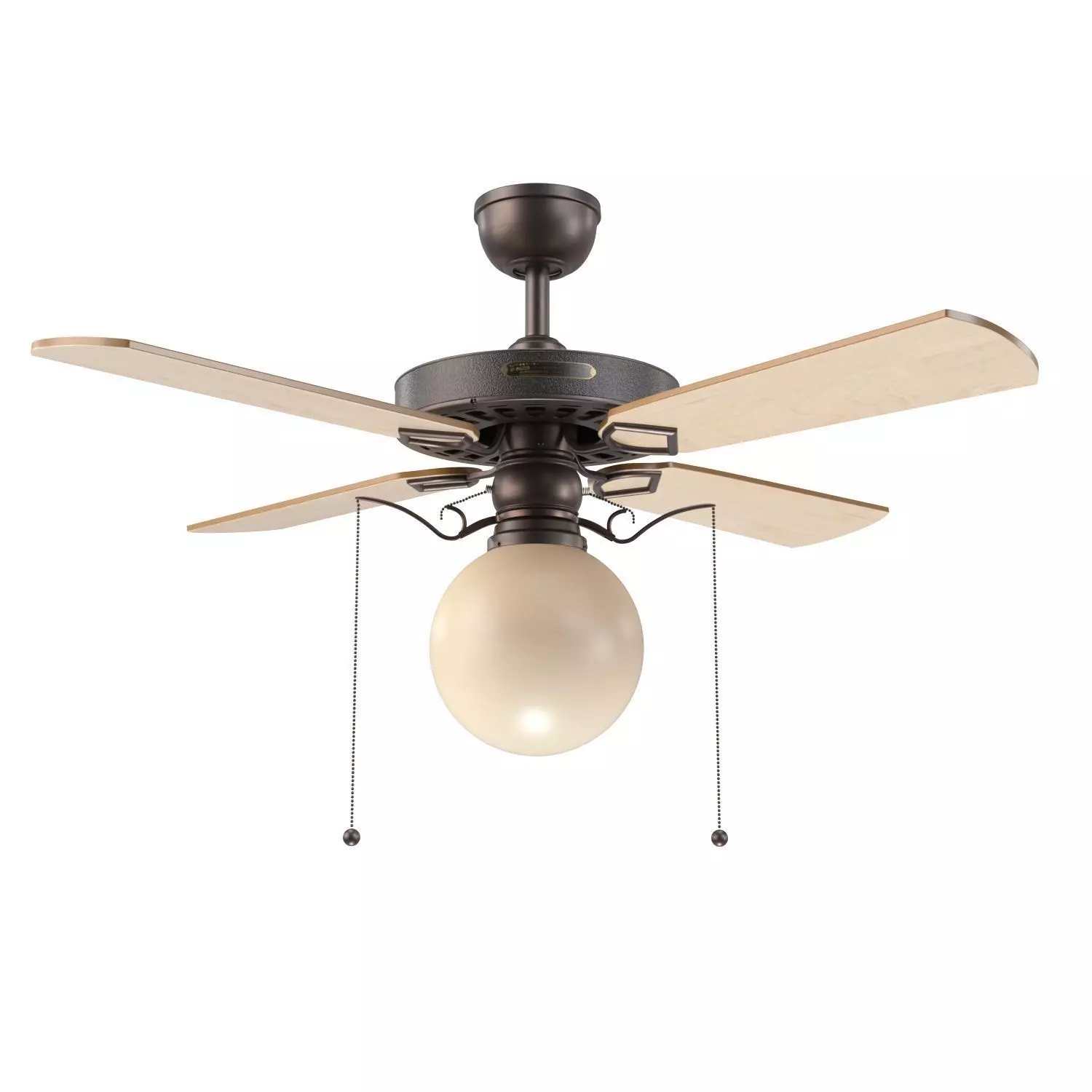 Heron Ceiling Fan With Opal Globe Shade PBR 3D model_0