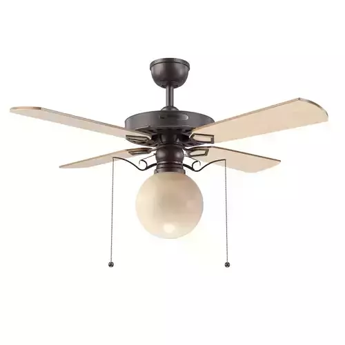 Heron Ceiling Fan With Opal Globe Shade PBR 3D model