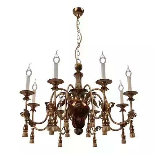 Italian 8 Light Painted Column Chandelier