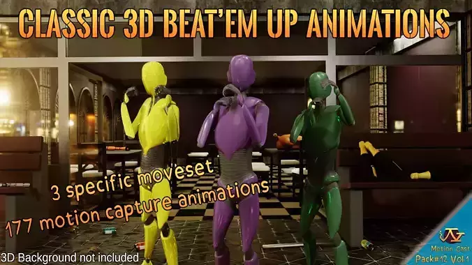 Classic 3D Beat em up animations - Motion Cast12 Vol1