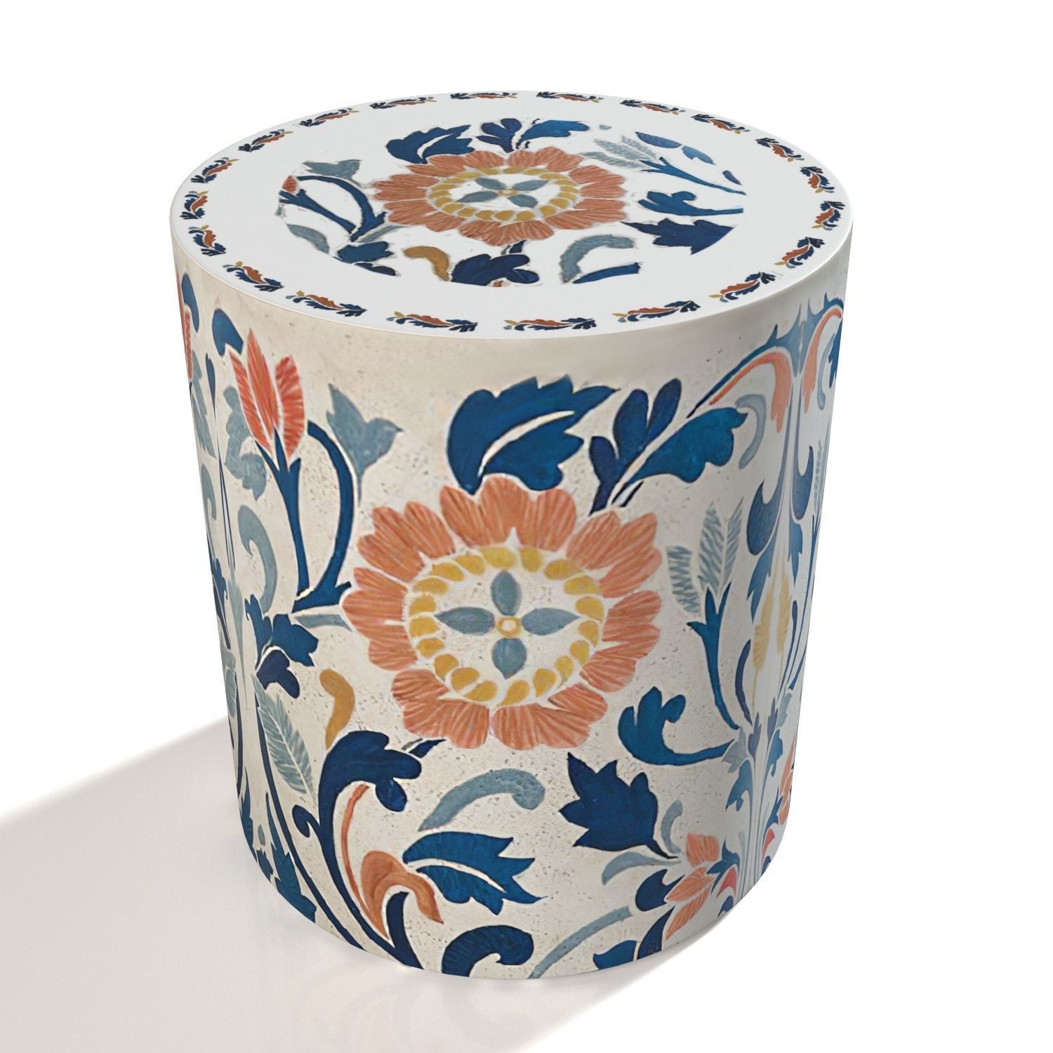 Miray Handpainted Side Table 3D model_2