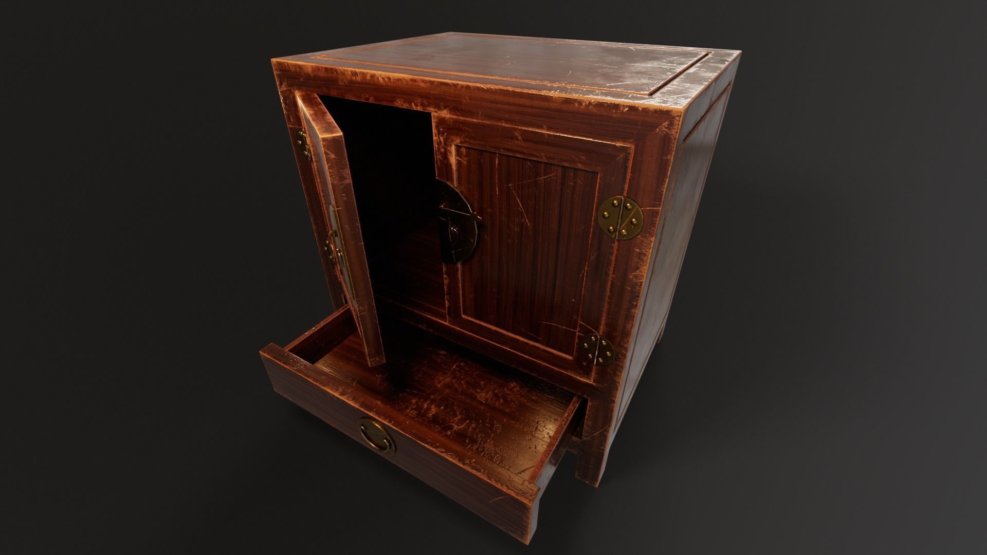 Ming Cabinet Low-poly 3D model_12