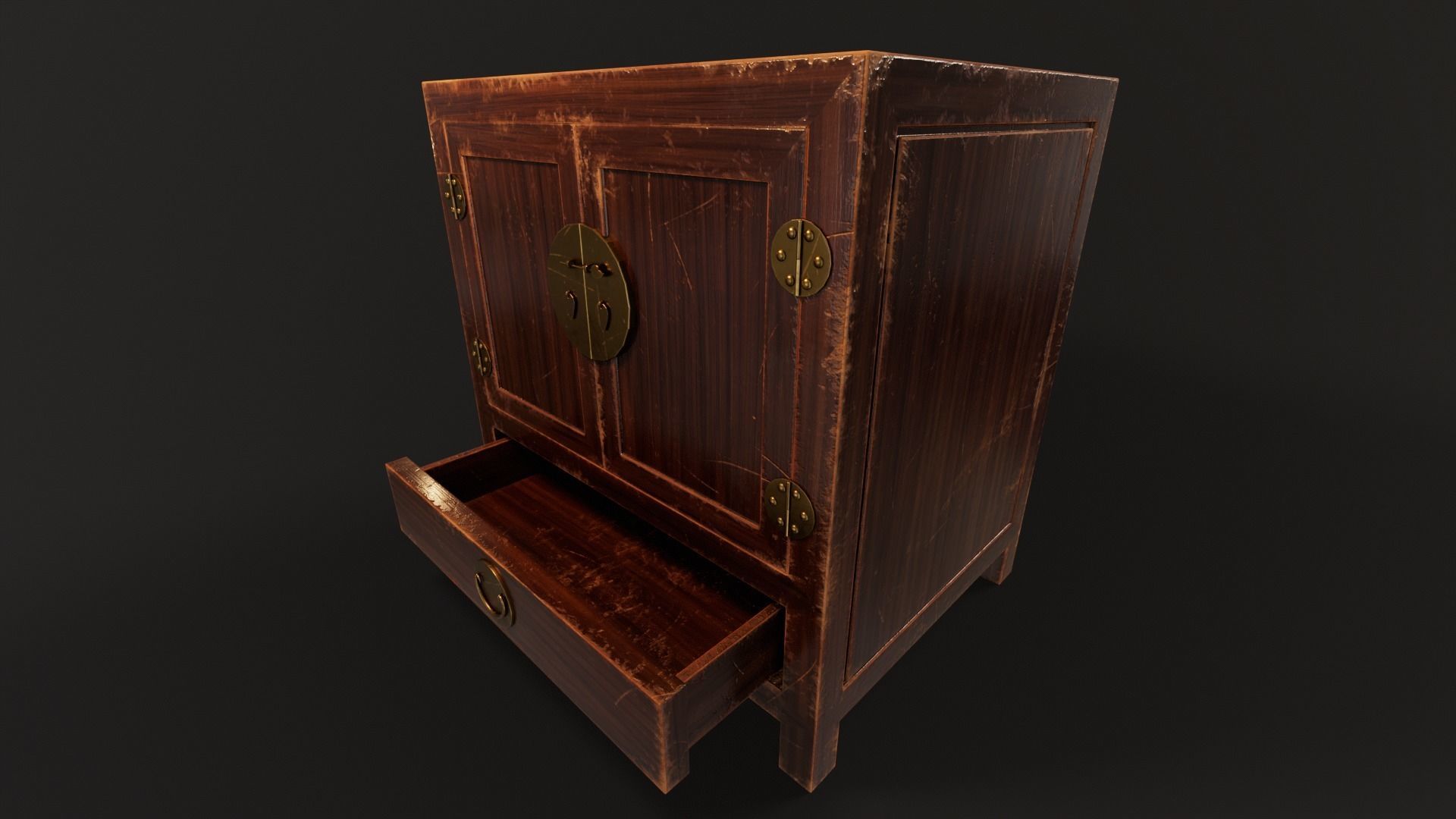 Ming Cabinet Low-poly 3D model_8