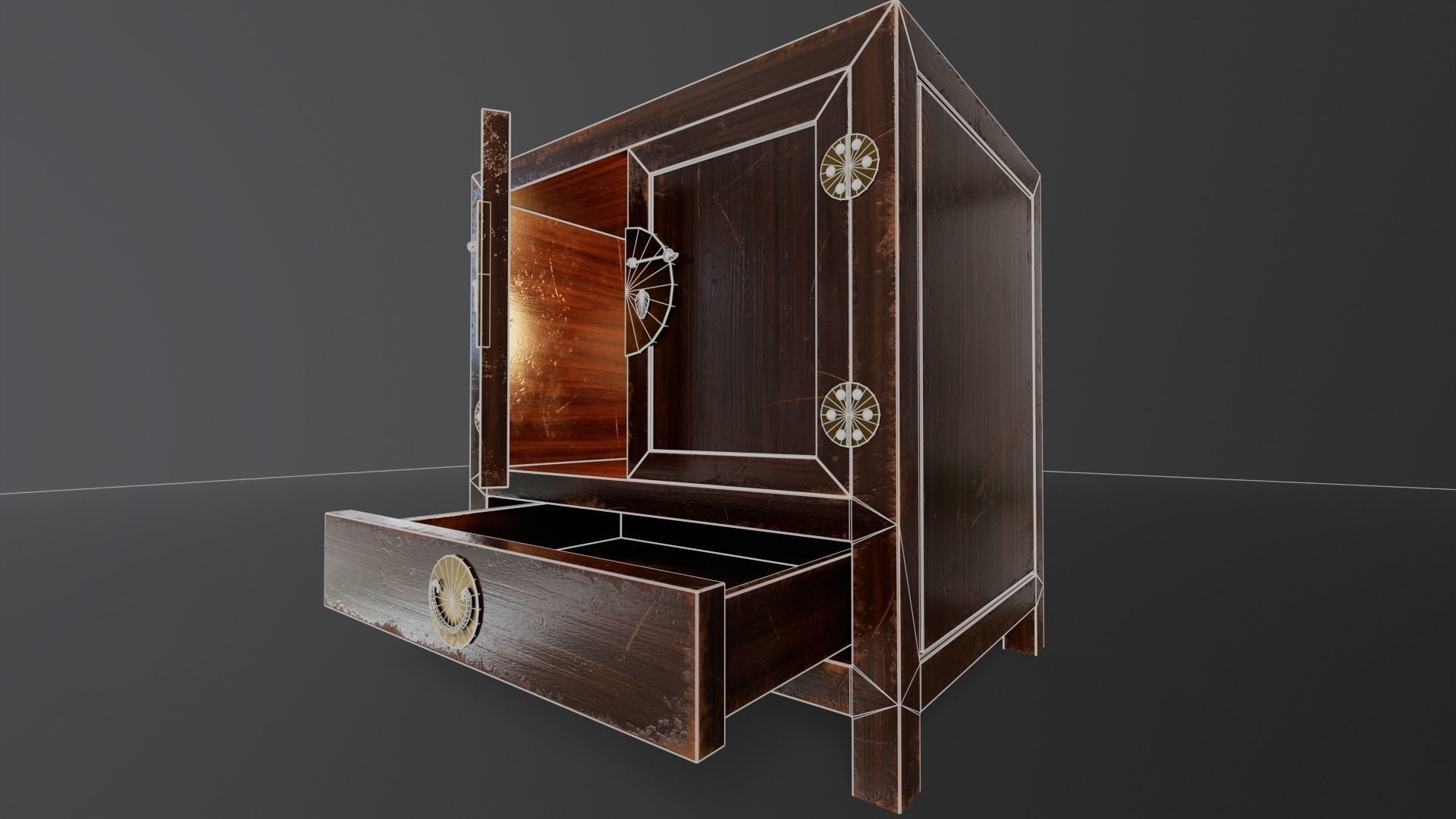 Ming Cabinet Low-poly 3D model_19