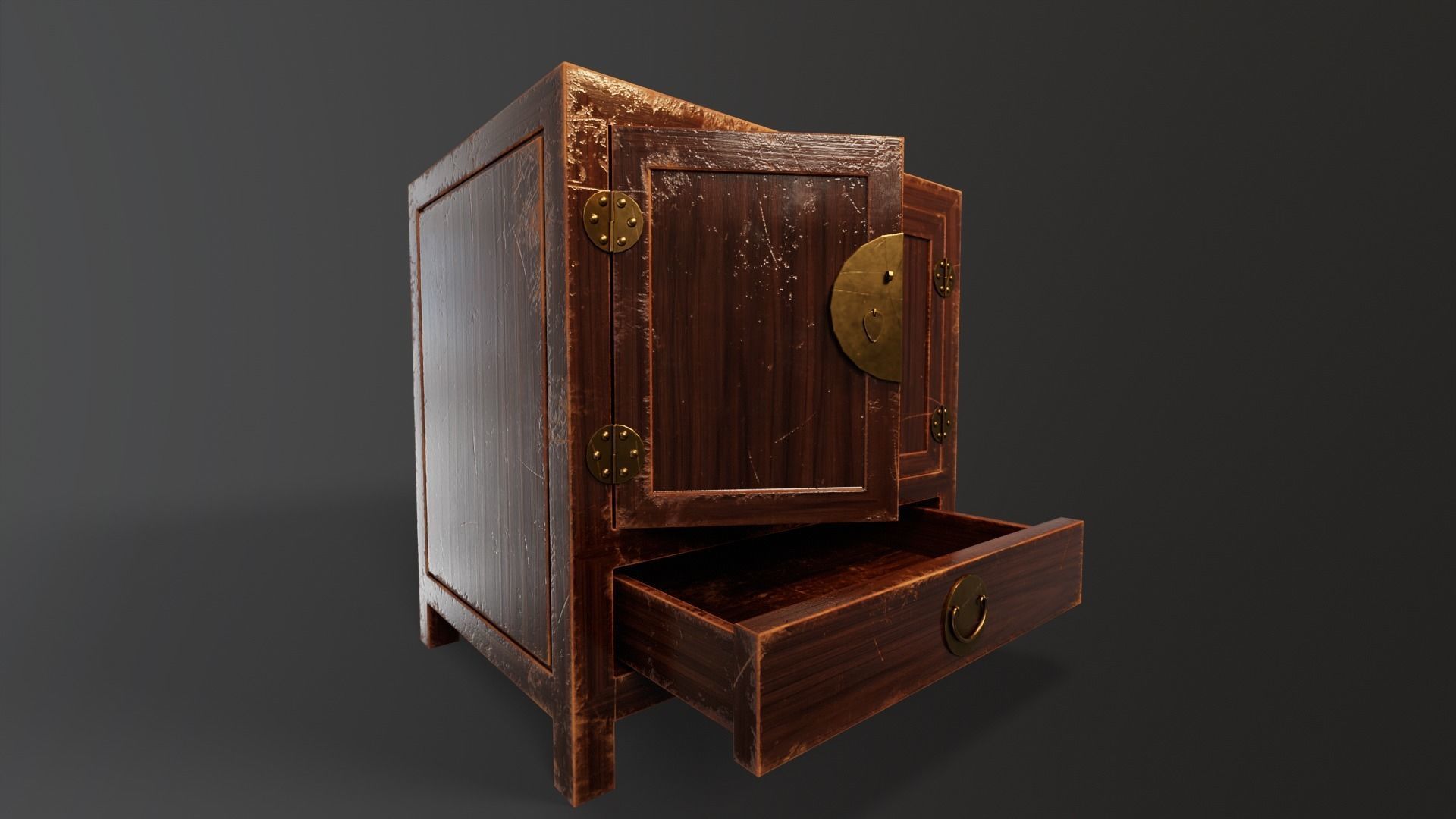 Ming Cabinet Low-poly 3D model_14