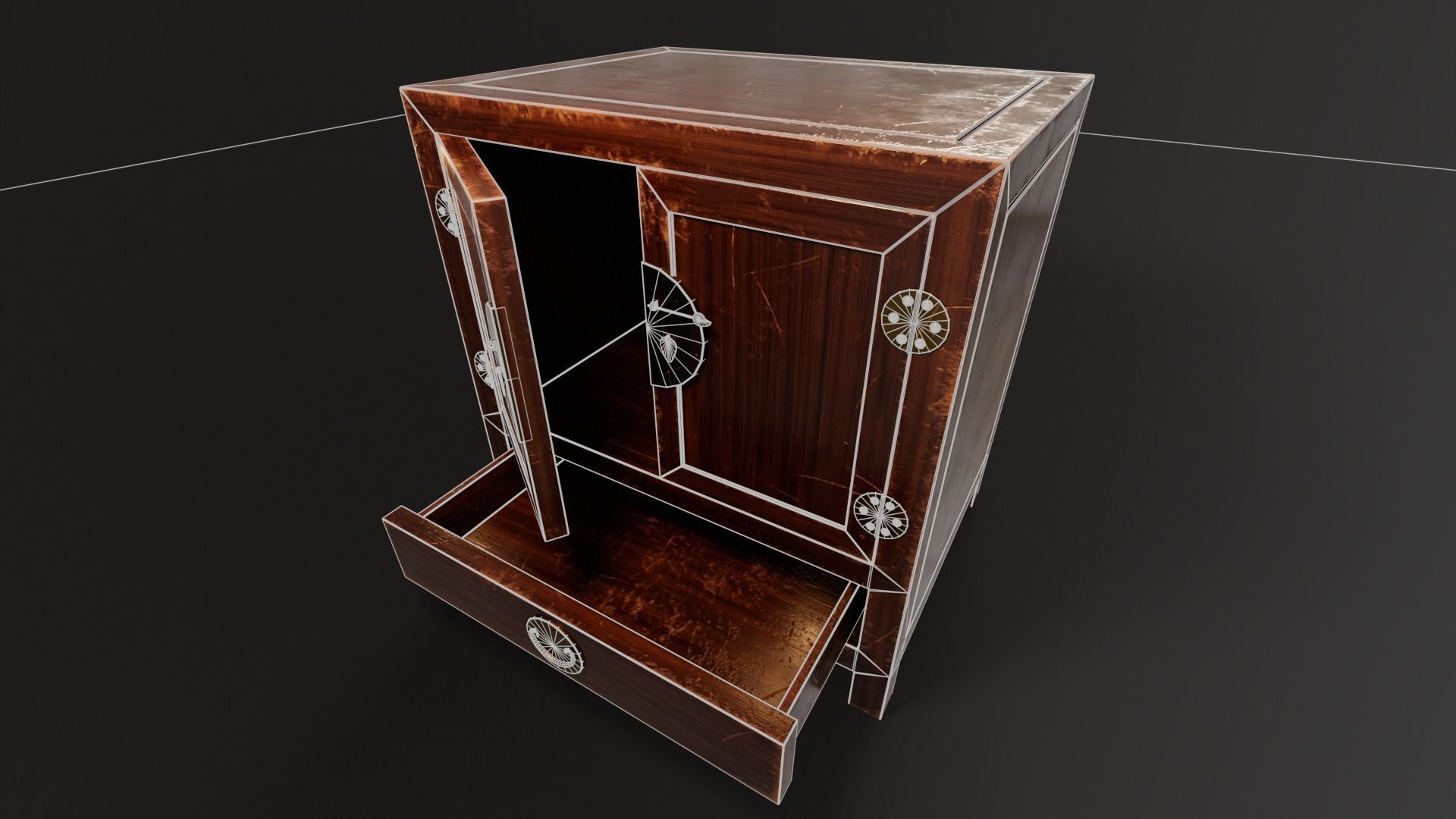 Ming Cabinet Low-poly 3D model_13