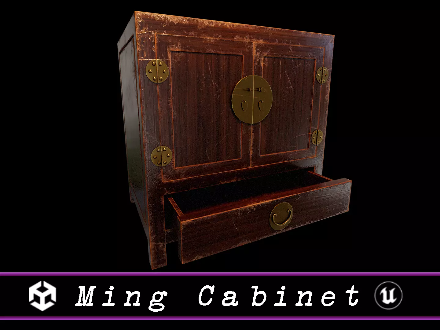Ming Cabinet Low-poly 3D model_0