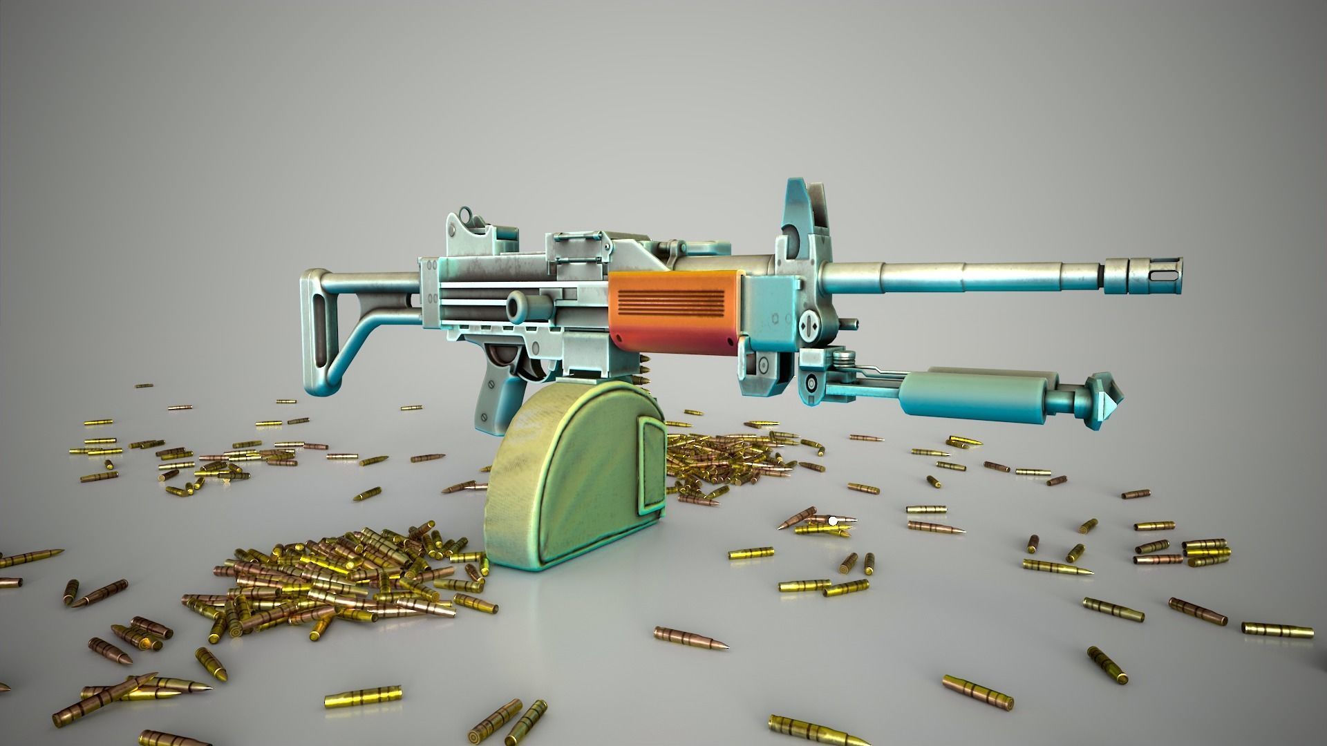 Funny Stylized Negev Machine Gun Low-poly 3D model_3