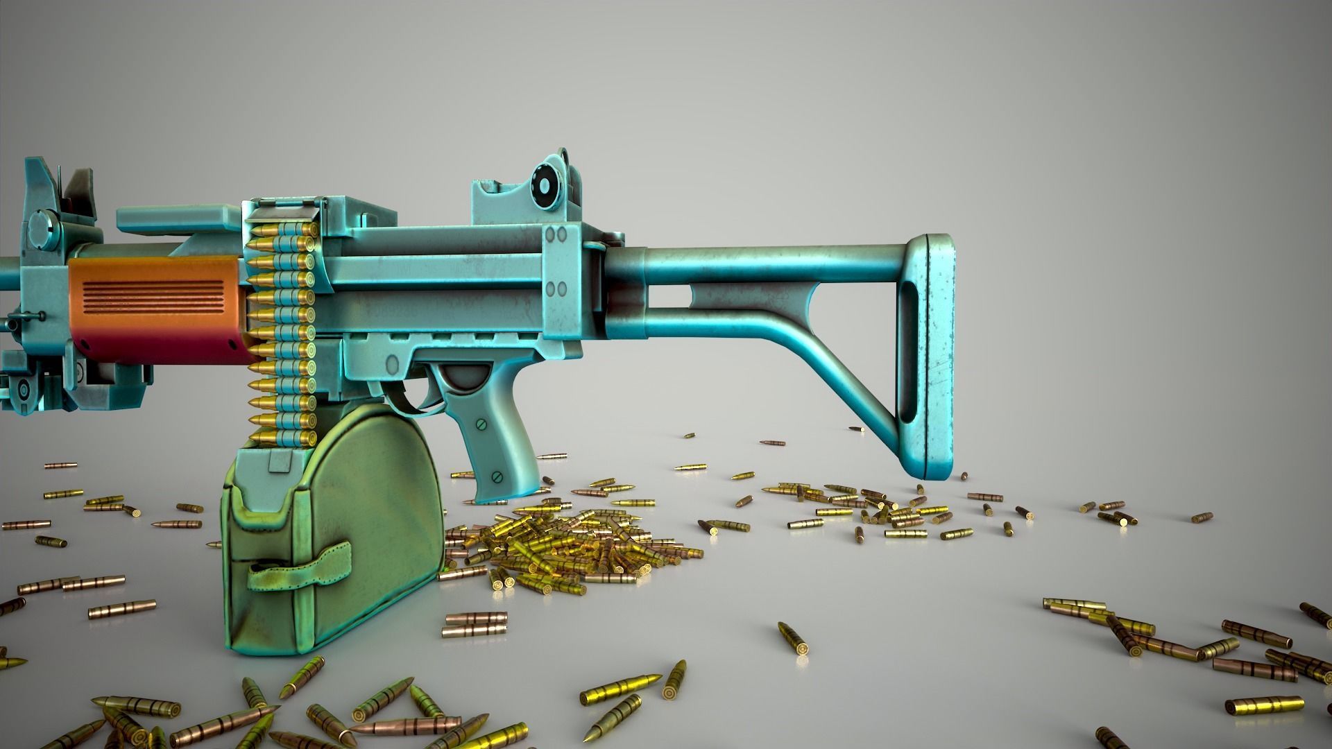 Funny Stylized Negev Machine Gun Low-poly 3D model_4