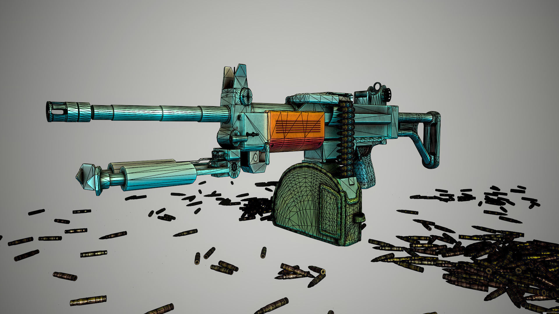 Funny Stylized Negev Machine Gun Low-poly 3D model_9