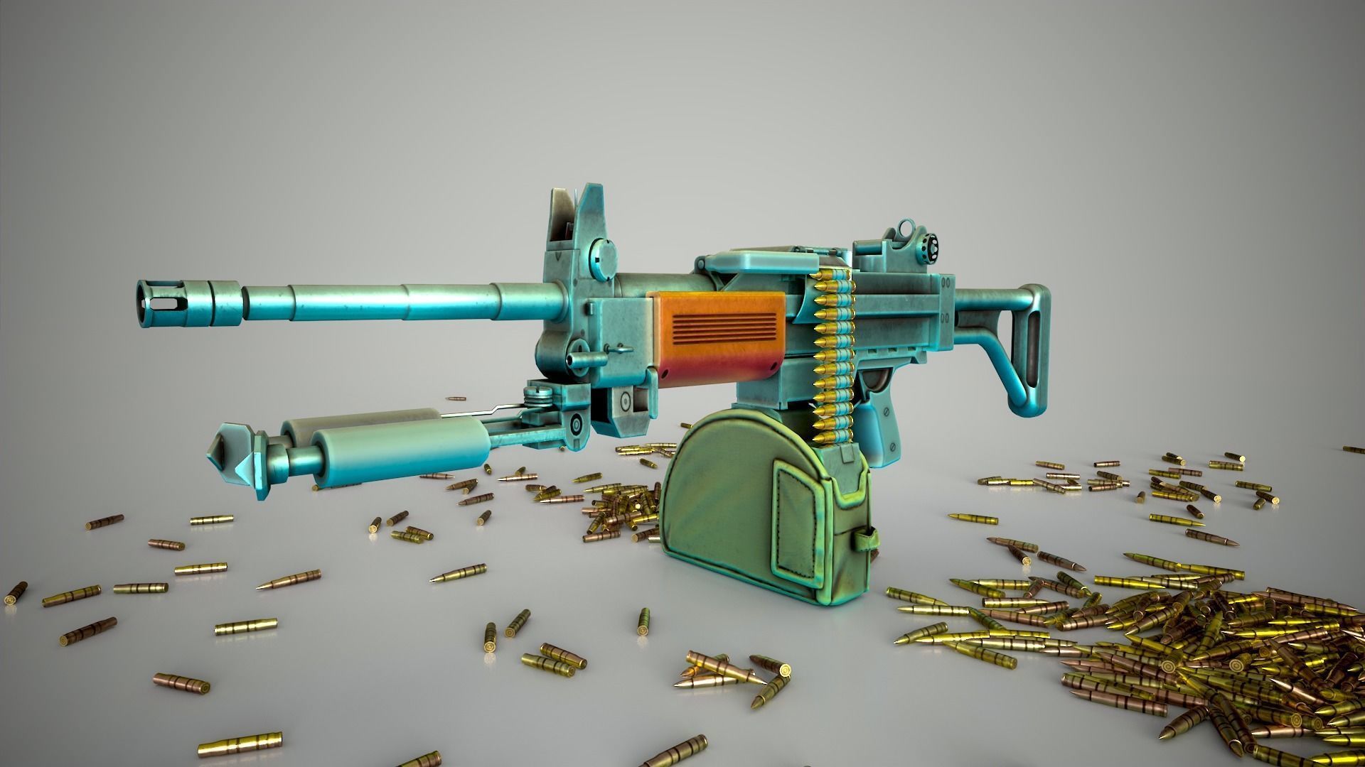 Funny Stylized Negev Machine Gun Low-poly 3D model_1