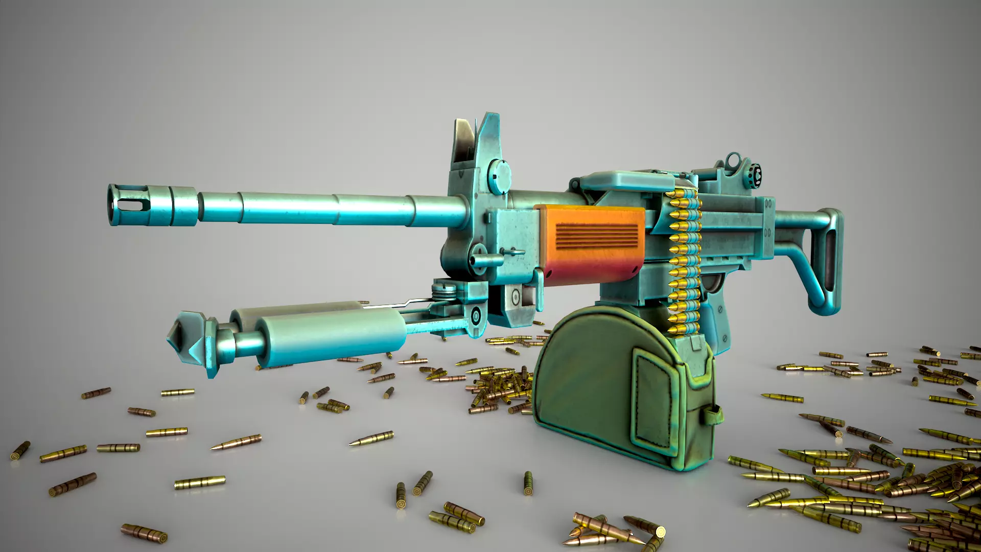 Funny Stylized Negev Machine Gun Low-poly 3D model_0
