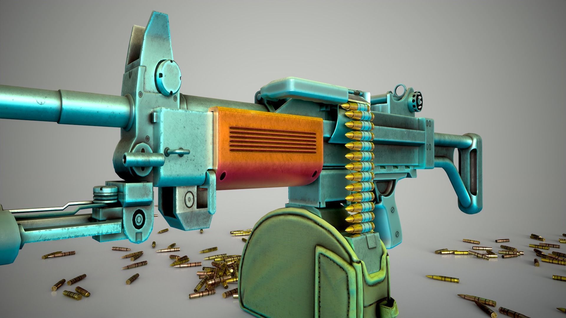 Funny Stylized Negev Machine Gun Low-poly 3D model_8